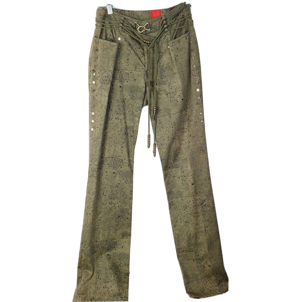 V Cristina Womens Mid Rise Pants Size 2 Tassel Mirror Straight Leg Stretch GUC